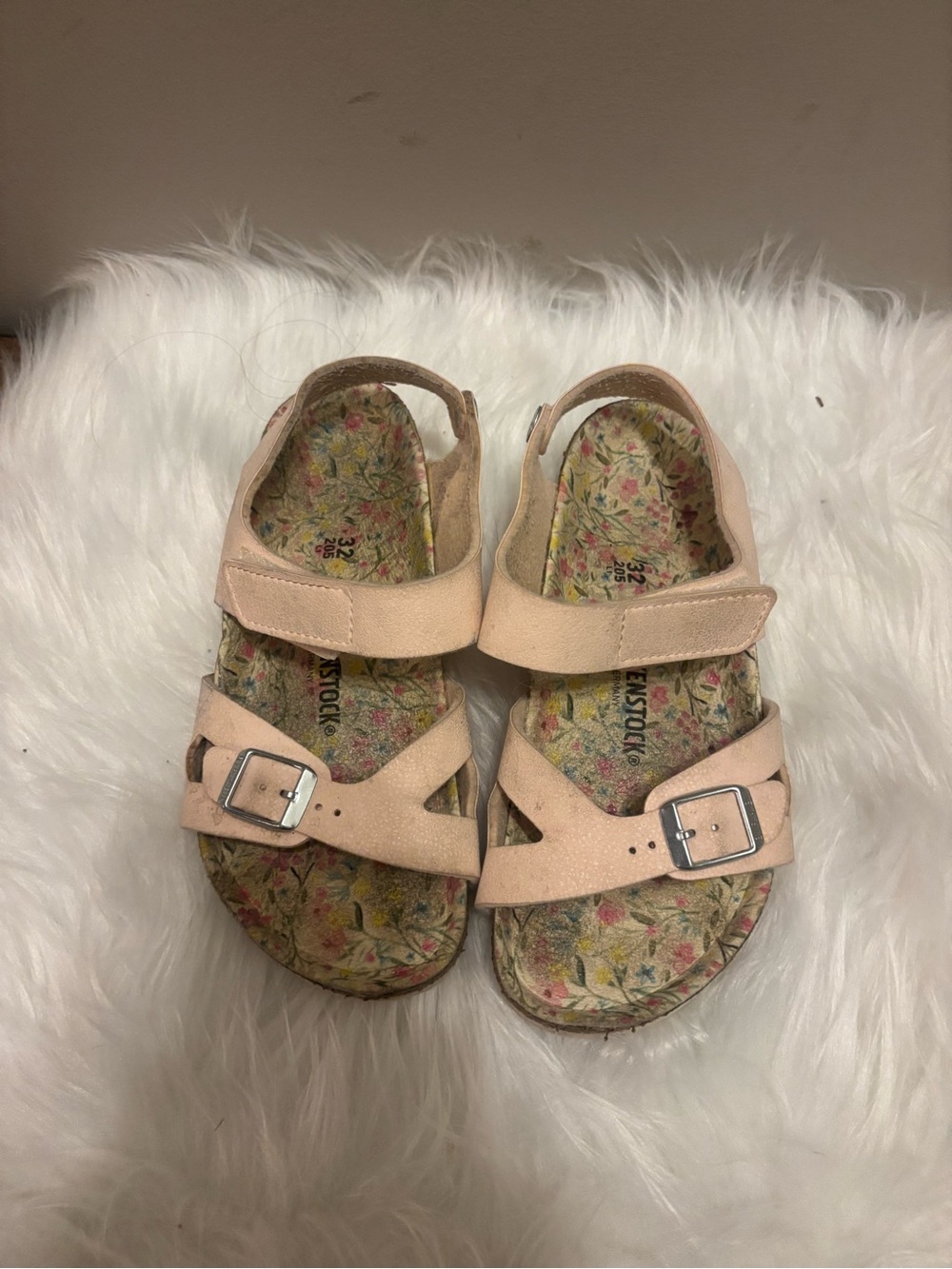 Birkenstock Kids Light Pink Floral-Insole Adjustable Buckle Sandals
